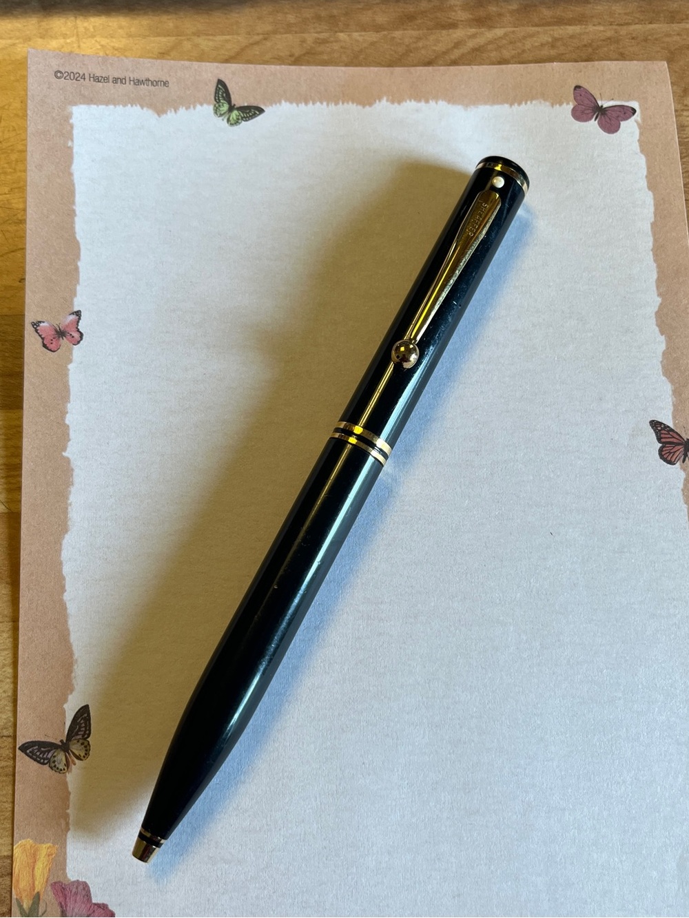 Sheaffer Connaisseur “white dot line” black ballpoint pen.